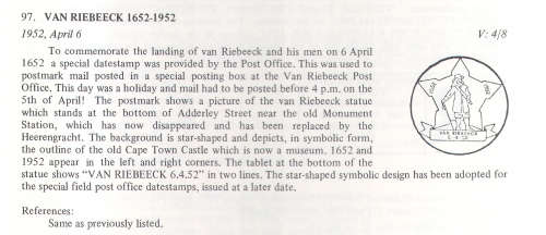 UNION 1952 COVER COMMEMORATING VAN RIEBEECK'S LANDING ON 6 APRIL 1652 (MORE BELOW)