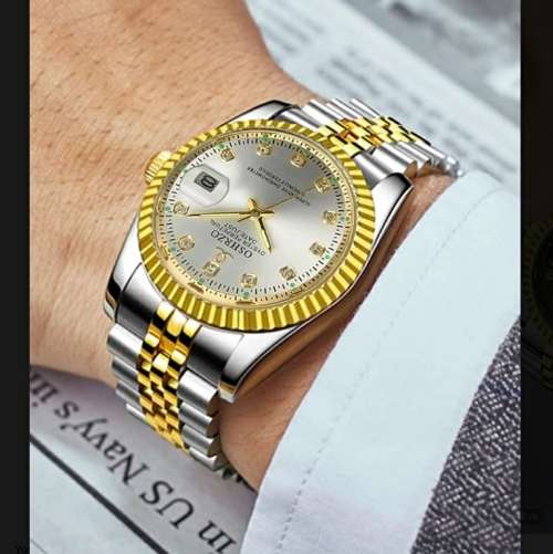 Men`s Dress Watch Quartz Luxury Water Resistant / Waterproof Analog White Black Gold / Stainless Ste