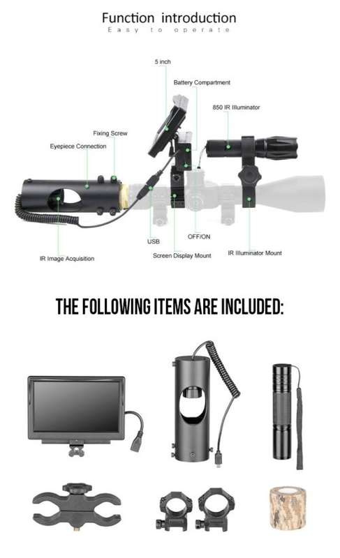 Night Vision Scopes Hunting Optics Sight Tactical 850nm Infrared LED IR Infrared Camera Waterproof