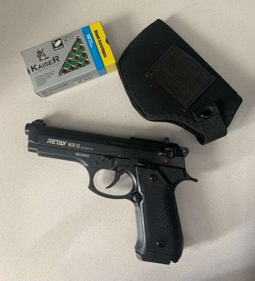 Combo Retay Mod 92 9mm blank gun ( include 10 blank bullets and holster )