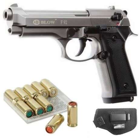 Blow F92 AUTO Fume Beretta Blank Gun with 10 Blanks, 2 Peppers and a Holster