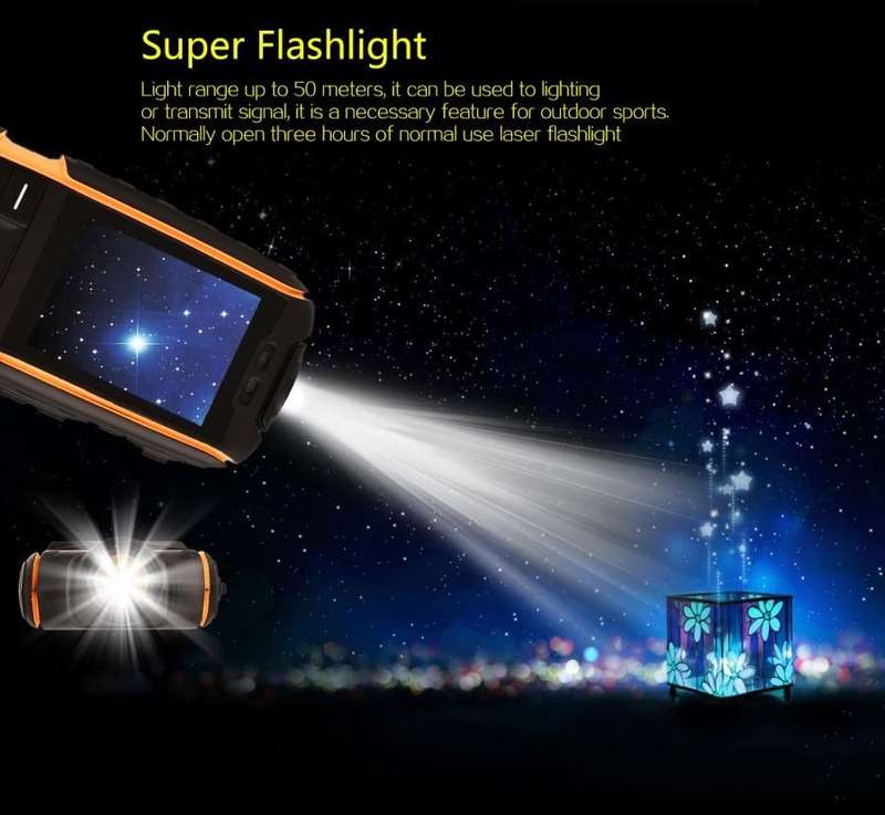 NO.1 A9 Waterproof Phone / Flashlight 32MB RAM, 32MB ROM -Black+Orange