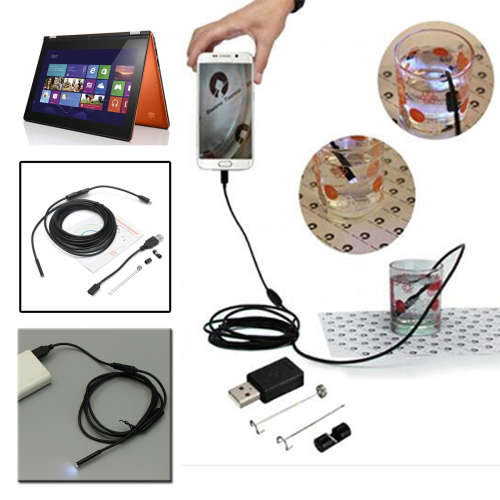 5.5mm 2m 6 LED Lens USB Endoscope Camera Borescope for Android Phone Laptop