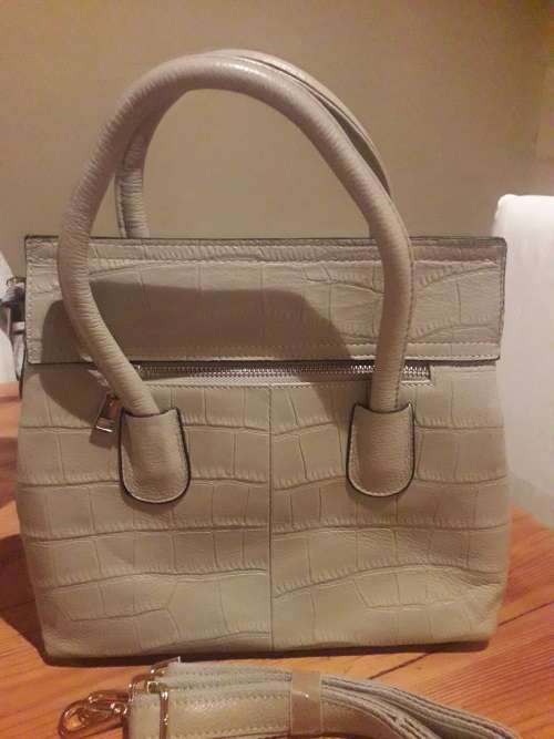 Genuine leather grey handbag