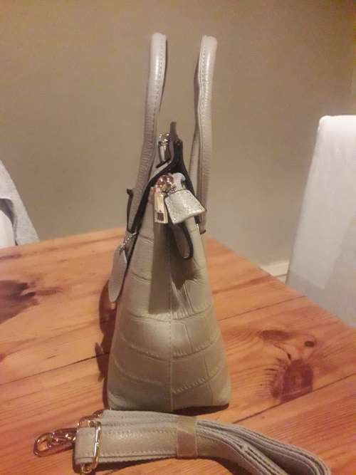 Genuine leather grey handbag