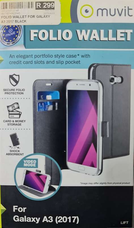 Muvit Folio Wallet Case Stand for Samsung Galaxy A3 2017- Black