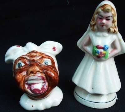 2 Unusual kitsch vintage salt pots (not a set)