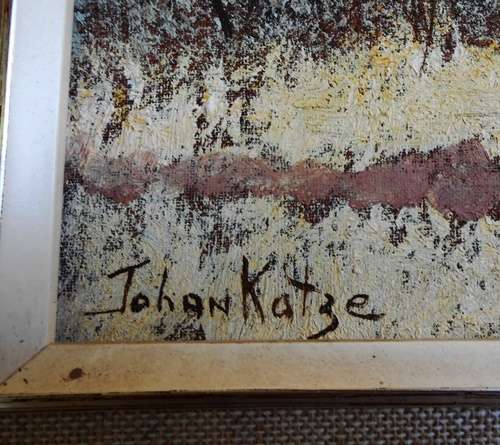 original oil painting bushveld scene by Johan Kotze