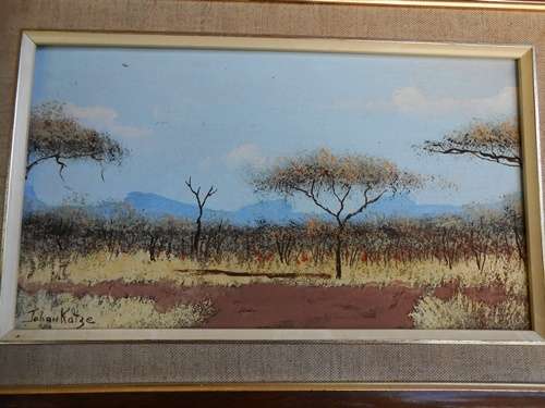 original oil painting bushveld scene by Johan Kotze