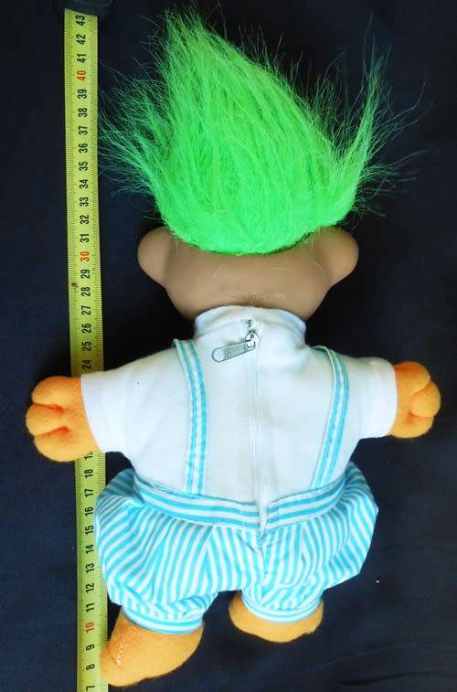 Troll doll with green hair and soft body amber eyes light up