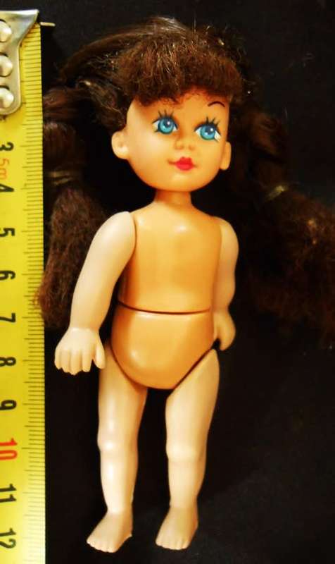 Vintage 1995 KID KORE JODIE DOLL 5" Long Brown Hair & blue Jumpsuit