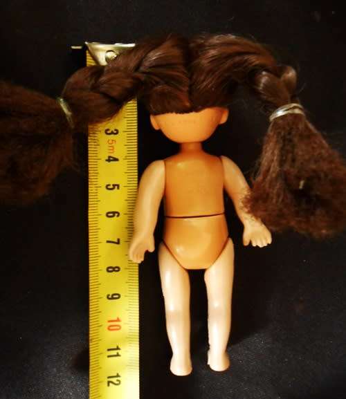 Vintage 1995 KID KORE JODIE DOLL 5" Long Brown Hair & blue Jumpsuit