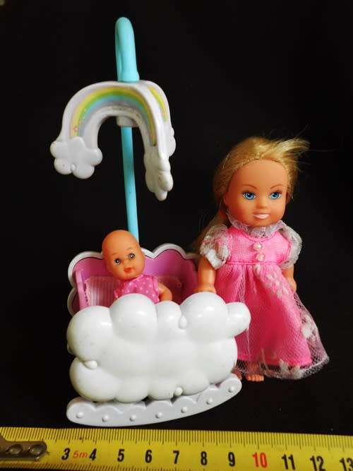 doll cradle with tiny baby and sister doll Relisted after non payment price reduced