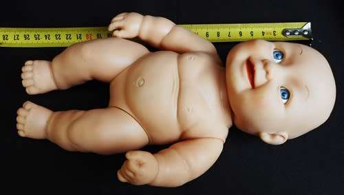 Chubby Baby doll looks like Berenguer doll with big smile 26 cm
