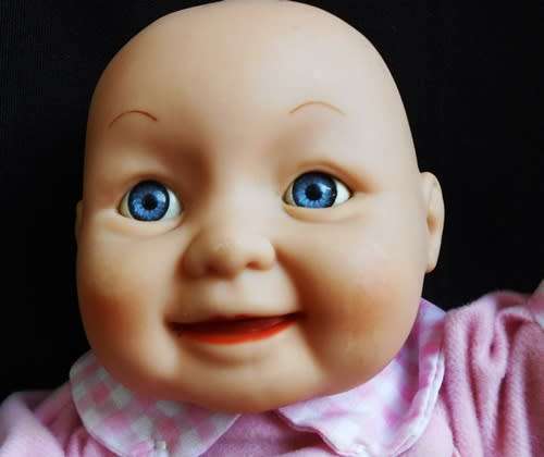 Chubby Baby doll looks like Berenguer doll with big smile 26 cm