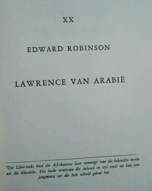 Lawrence van Arabie  Edward Robinson die Libri -reeks nr XX