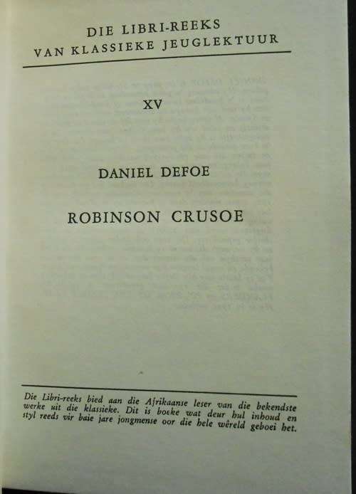 Robinson Crusoe deur Daniel Defoe  Die Libri reeks XV
