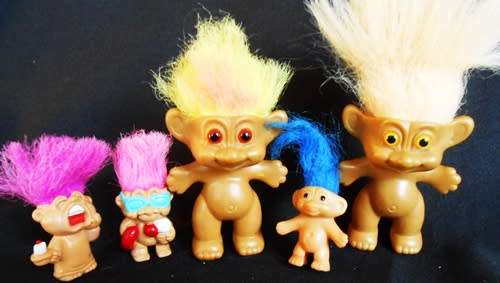 set of Collectable Troll dolls some with cropped hair