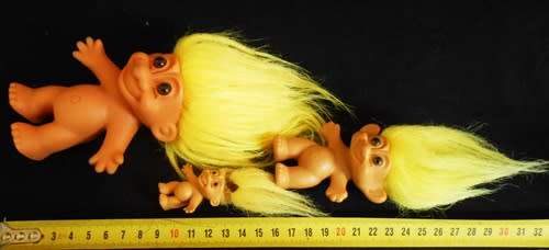 collectable vintage troll dolls set of three with yellow hair