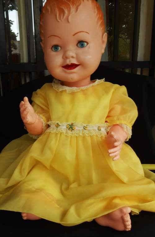 collectable vintage large hard plastic doll 60 cm