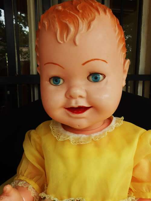 collectable vintage large hard plastic doll 60 cm