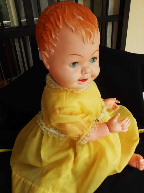 collectable vintage large hard plastic doll 60 cm