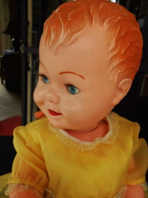 collectable vintage large hard plastic doll 60 cm