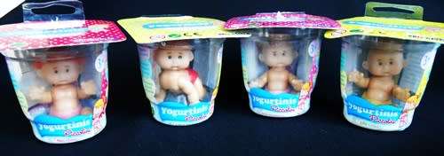 Collectable small dolls Yogurtinis Piccolini with diaper in yogurt tub 4 dolls set 1