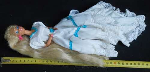 very collectible Totally Hair Barbie (1991) dressed as a bride/bridesmaid in beautiful condition