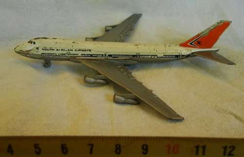 Collectible Vintage Lintoy Boeiing 747 SAA die cast plane made in Hong Kong