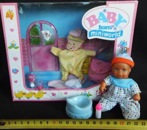 collectable Zapf  Miniworld Baby Born Bath Set with extra Simba baby doll