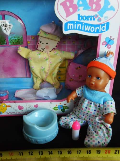 collectable Zapf  Miniworld Baby Born Bath Set with extra Simba baby doll