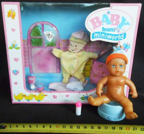 collectable Zapf  Miniworld Baby Born Bath Set with extra Simba baby doll
