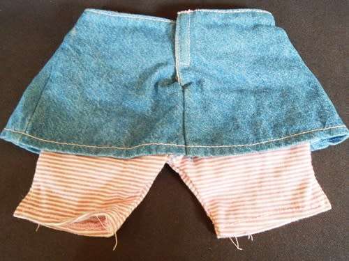 denim skirt with leggings and crown buckle for Baby Born doll copyright Zapf Creation
