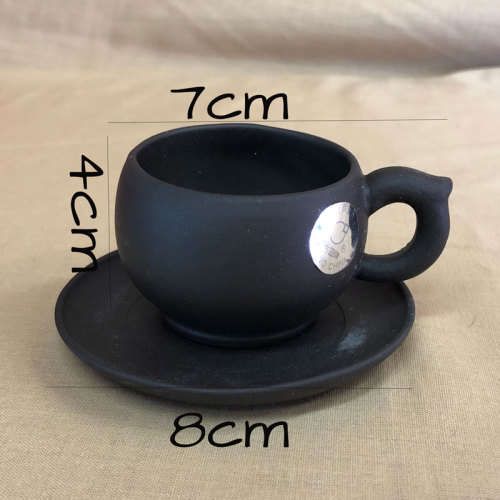 Genuine Yixing Brown Teapot with Six Cups and Saucers