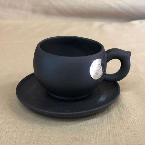 Genuine Yixing Brown Teapot with Six Cups and Saucers