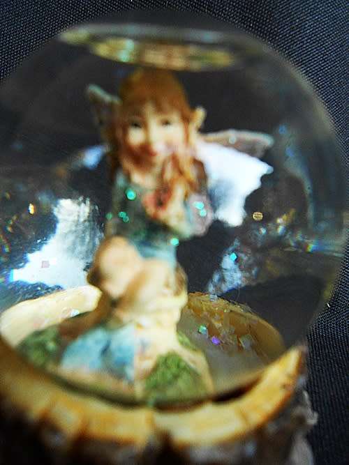 Resin Ornament  base with glass ball with fairy inside