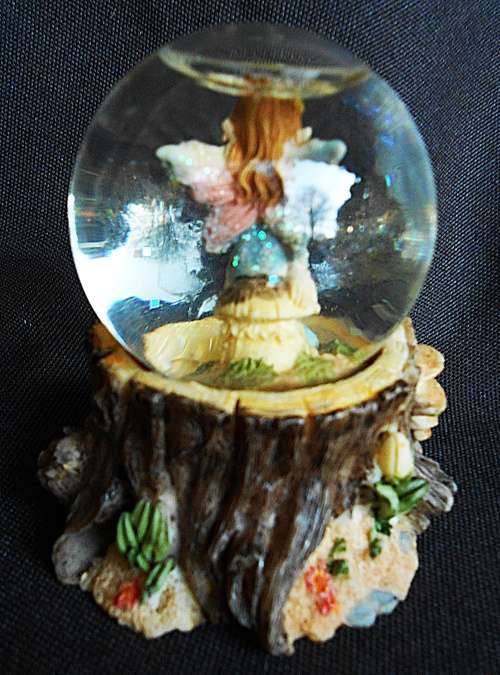 Resin Ornament  base with glass ball with fairy inside