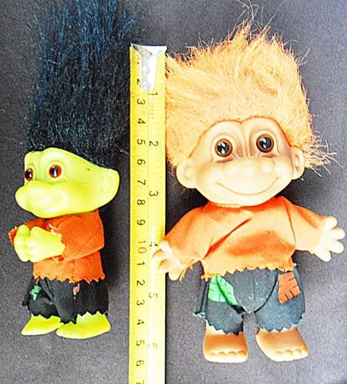 Two Collectable vintage Troll dolls in Halloween  outfits
