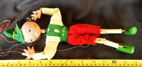 Vintage Pelham Puppet, Marionette, 1960s, 7 Strings,12`,original hand-finished.
