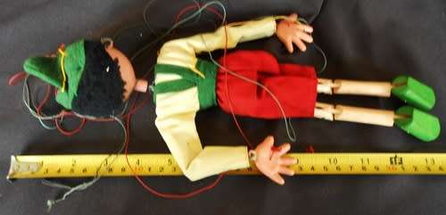 Vintage Pelham Puppet, Marionette, 1960s, 7 Strings,12`,original hand-finished.