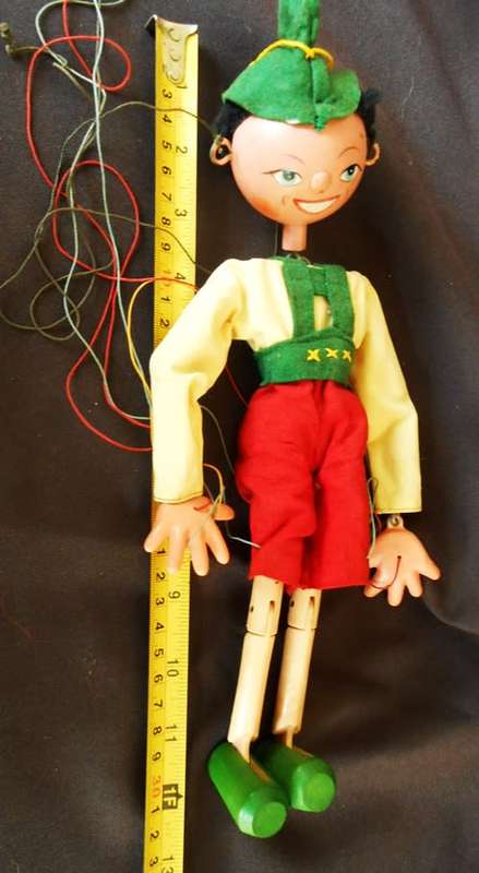 Vintage Pelham Puppet, Marionette, 1960s, 7 Strings,12`,original hand-finished.