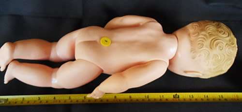 Vintage 1950s Vinyl Rubber 16" Baby Doll Sleep Eyes Posable Toy in New Clothes