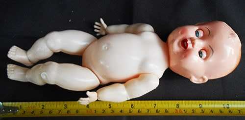 Small Vintage Evergreen Baby Doll - Sleep Eyed Hard Plastic -Moving Limbs original dress from 1950 s