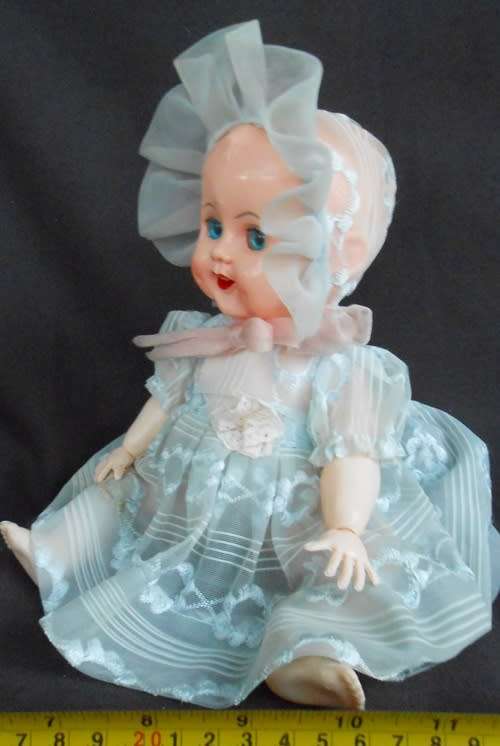 Small Vintage Evergreen Baby Doll - Sleep Eyed Hard Plastic -Moving Limbs original dress from 1950 s