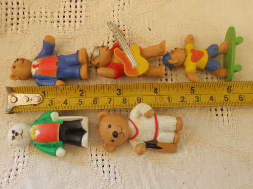 Teddy In My Pocket MEG 199O`s Vintage Collectible Vinyl  5 boy Teddies