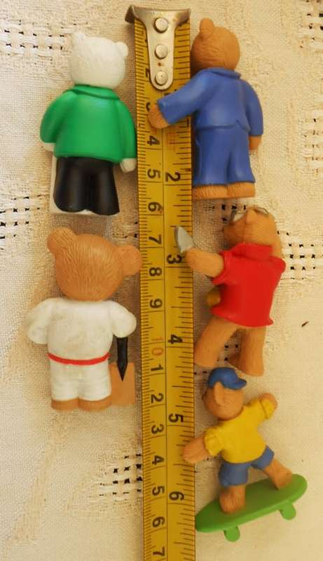 Teddy In My Pocket MEG 199O`s Vintage Collectible Vinyl  5 boy Teddies