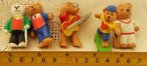 Teddy In My Pocket MEG 199O`s Vintage Collectible Vinyl  5 boy Teddies