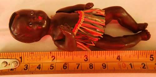 Vintage mini black baby doll Emil Schwenk W Germany, from the 1960s Height: 4.1 inches
