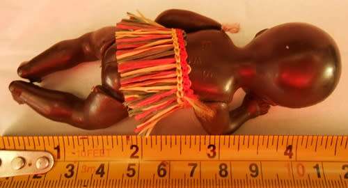 Vintage mini black baby doll Emil Schwenk W Germany, from the 1960s Height: 4.1 inches